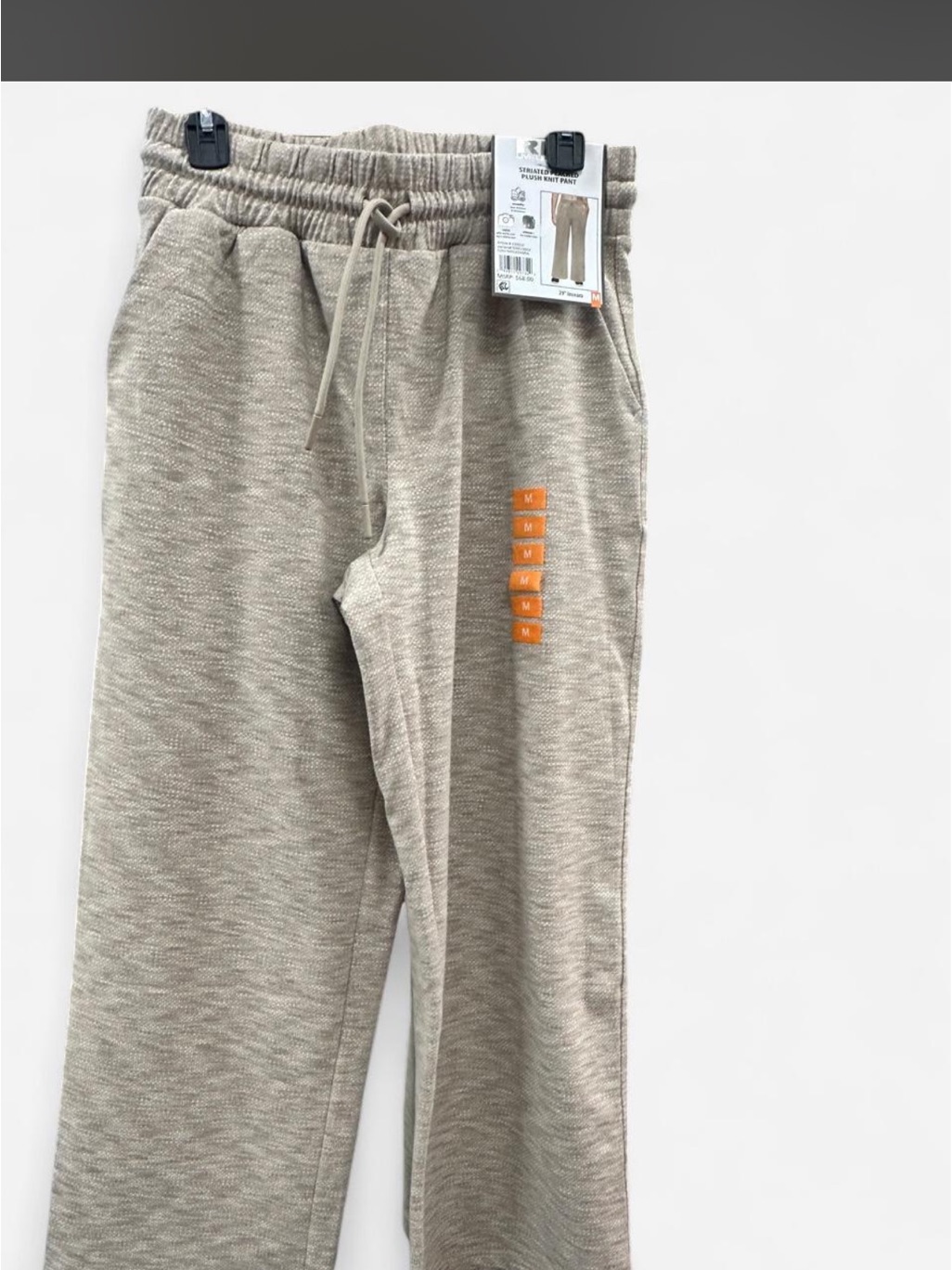 Rbx Macadamia Striated Peached Plush Knit Wide-Leg Pants